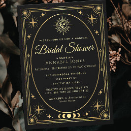 金ゴールドシアルブラックタロットカードブライダルシャワー 招待状