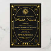 金ゴールドシアルブラックタロットカードブライダルシャワー 箔招待状 (正面)