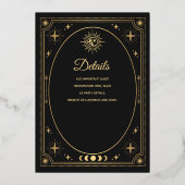 金ゴールドシアルブラックタロットカードブライダルシャワー 箔招待状 (裏面)