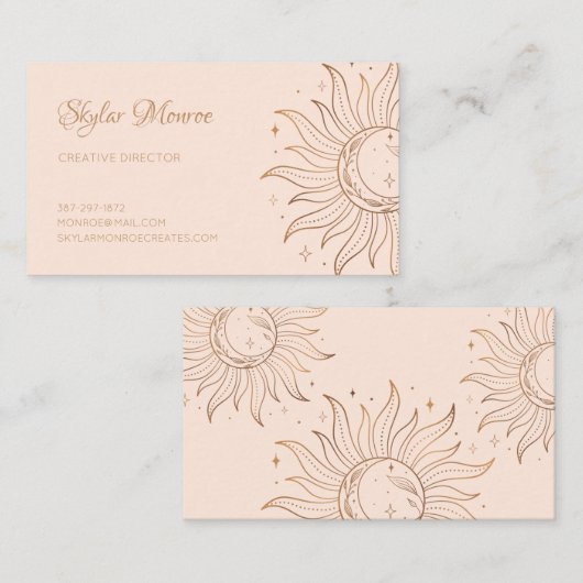 金ゴールドシェナルサン&ムーンオン赤面 名刺 (正面/裏面)