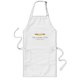 金ゴールドシェフズナイフロゴケータリングレストラン ロングエプロン