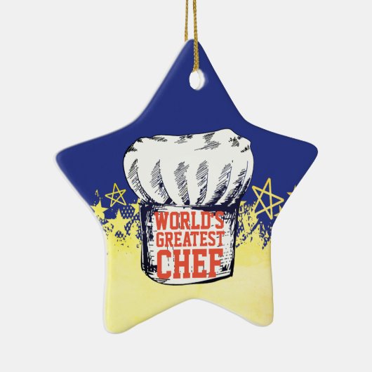 金ゴールドシェフハット世界最高のシェフのクリスマス セラミックオーナメント (右)