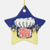 金ゴールドシェフハット世界最高のシェフのクリスマス セラミックオーナメント (正面)