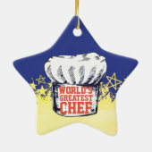 金ゴールドシェフハット世界最高のシェフのクリスマス セラミックオーナメント (裏面)