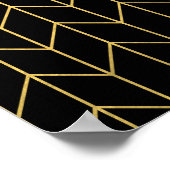金ゴールドシェブロンオンブラックバックグラウンモダンドシック ポスター (角)