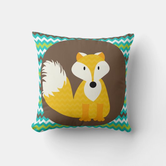 金ゴールドシェブロンキツネオンブラウン装飾用クッション クッション (正面)