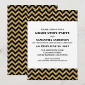 金ゴールドシェブロングリッター卒業パーティー招待状 招待状 (正面/裏面)