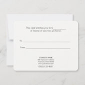 金ゴールドシェブロンパターンサロンおよびスパギフト証明書 (裏面)