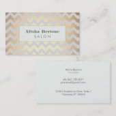 金ゴールドシェブロンパターンヘアサロングレーとブルー 名刺 (正面/裏面)