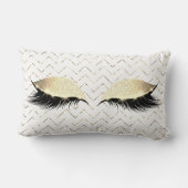 金ゴールドシェブロンホワイトフォキシアーアイブラックグリッターメイクアップ ランバークッション (裏面)