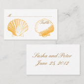 金ゴールドシェルウェディングレセプションシーティングカード プレイスカード (正面/裏面)