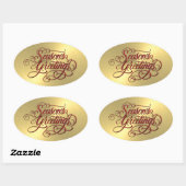 金ゴールドシェンレッドシーズングリーティングステッカー 楕円形シール (シート)