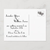 金ゴールドシェードギャツビーアールデコ結婚式の日付を保存 案内ポストカード (裏面)