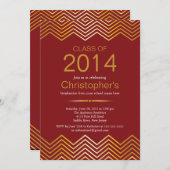 金ゴールドシエレガントェブロン卒業パーティー招待状 招待状 (正面/裏面)