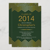 金ゴールドシエレガントェブロン卒業パーティー招待状 招待状 (正面/裏面)