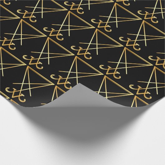 金ゴールドシギルのルシファー異教のサタンの贈り物 ラッピングペーパー (角)