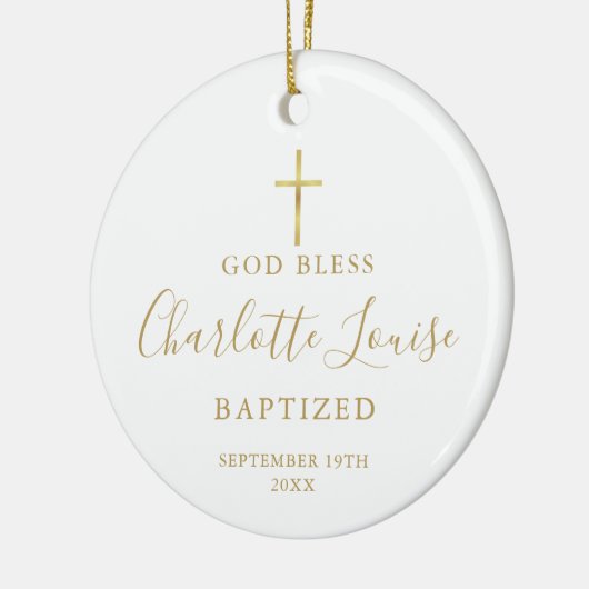 金ゴールドシグネチャーガールボーイバプティスマ《キリスト教》洗礼式や命名式 セラミックオーナメント (左)