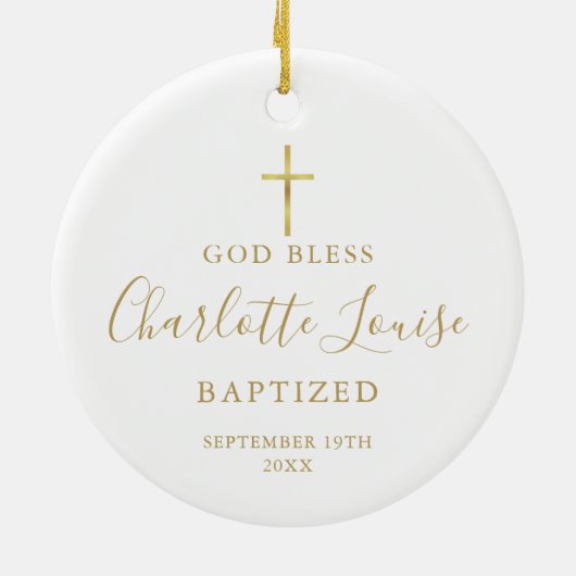 金ゴールドシグネチャーガールボーイバプティスマ《キリスト教》洗礼式や命名式 セラミックオーナメント (裏面)