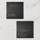 金ゴールドシザーズ美容師ブラックグラデーション割引 スクエア名刺 (正面/裏面)