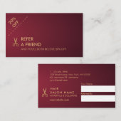 金ゴールドシザーズ美容師ワイングラデーション紹介 名刺 (正面/裏面)