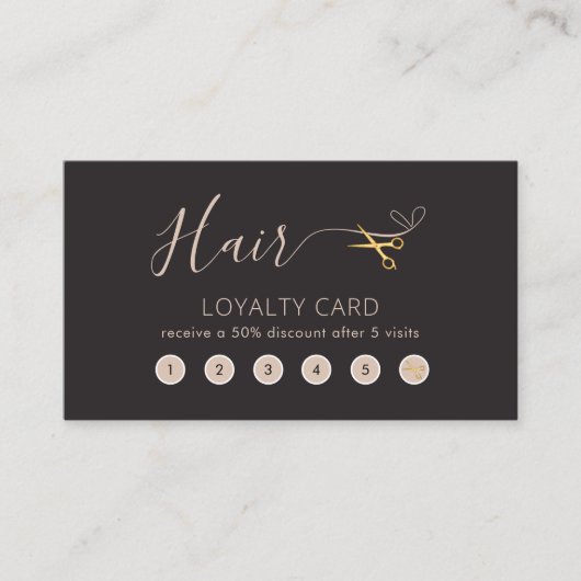 金ゴールドシザーダークグレーヘアスタイリスト美しいサロン ロイヤリティカード (正面)