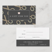 金ゴールドシザーパターンダークグレーギフト証明書 名刺 (正面/裏面)