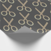 金ゴールドシザーパターンダークグレー ラッピングペーパー (角)