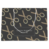 金ゴールドシザーパターンダークグレー ラージペーパーバッグ (正面)