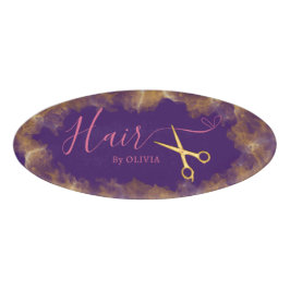 金ゴールドシザーパープルヘアカット美しいサロン エレガント 名札