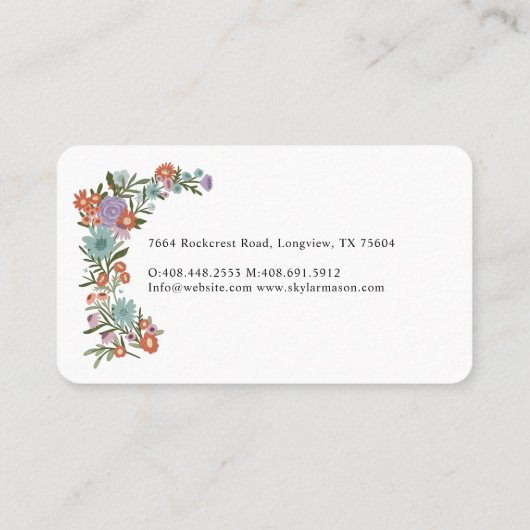 金ゴールドシザーフローラリース美容師ホワイト 名刺 (裏面)