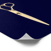 金ゴールドシザーモダン美容師ネイビーサロン理容師 ポスター (角)