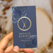 金ゴールドシザーヴィンテージブルーフローラ美容師 名刺