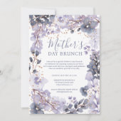 金ゴールドシックなラベンダーフローラ水の色mother's day 招待状 (正面)