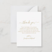 金ゴールドシックな感謝してい手跡あなた3結婚枚の写真 ノートカード (裏面)