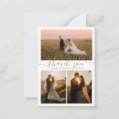 金ゴールドシックな感謝してい手跡あなた3結婚枚の写真 ノートカード (正面)