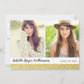 金ゴールドシックスパークルズ2グラード写真卒業パーティー 招待状 (正面)