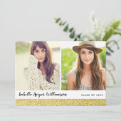 金ゴールドシックスパークルズ2グラード写真卒業パーティー 招待状 (スタンド正面)