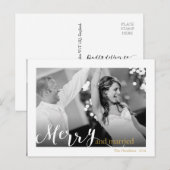 金ゴールドシックタイポグラフィメリーと写結婚した真 シーズンポストカード (正面/裏面)