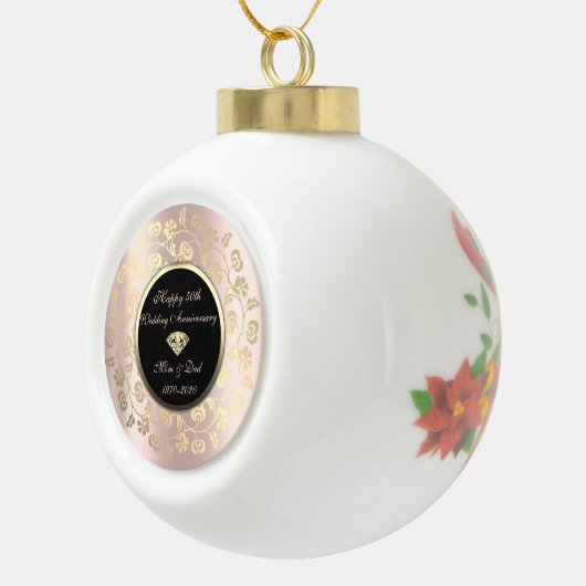 金ゴールドシックフローラスワール結婚50周年記念 セラミックボールオーナメント (右)