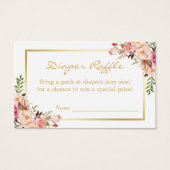 金ゴールドシックフローラベビーシャワーおむつラッフルチケット (正面)