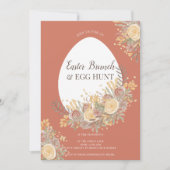 金ゴールドシックフローラ水の色イースターブランチ卵狩り 招待状 (正面)