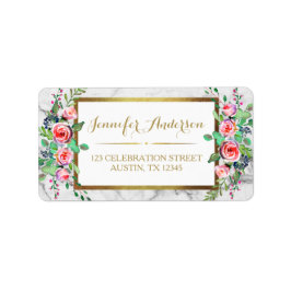 金ゴールドシックマーブルビューティフルフローラバラ ラベル