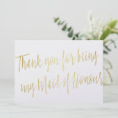 金ゴールドシック「私のメイド・オブ・オーナー（花嫁付き添い人）をありがとう」 サンキューカード (スタンド正面)