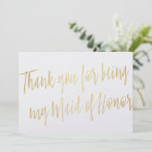 金ゴールドシック「私のメイド・オブ・オーナー（花嫁付き添い人）をありがとう」 サンキューカード (スタンド正面)