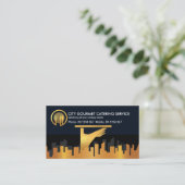 金ゴールドシティシルエットウェイターサービス 名刺 (スタンド正面)