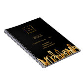 金ゴールドシティスカイラインブラックビジネスプロフェッショナルロゴ ノートブック (右側)