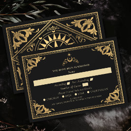 金ゴールドシテリアアールヌーボータロットゴシック結婚ズ 出欠カード