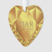 金ゴールドシトリン水彩ハート結婚記念日 オーナメント (正面)