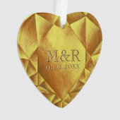 金ゴールドシトリン水彩ハート結婚記念日 オーナメント (正面)