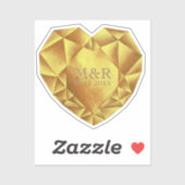 金ゴールドシトリン水彩ハート結婚記念日 シール (シート)